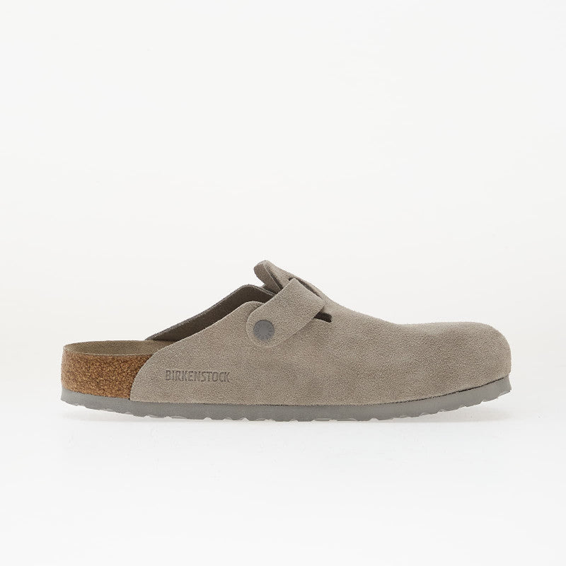 Birkenstock Boston Soft Footbed Suede Leather Stone Coin