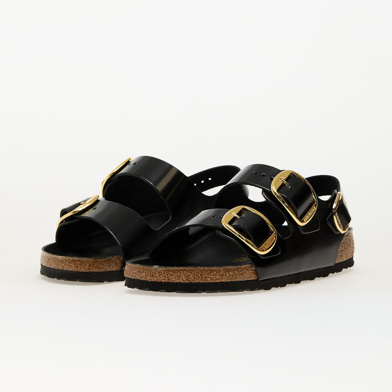 Birkenstock Milano Big Buckle Natural Leather Patent High-Shine Black