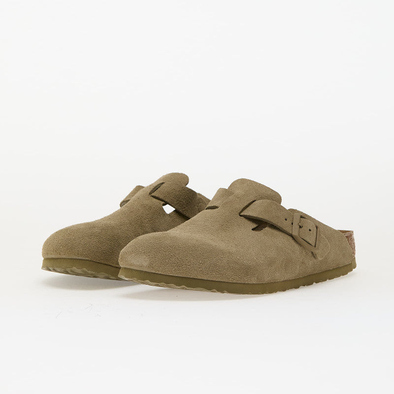 Birkenstock Boston Suede Leather Faded Khaki