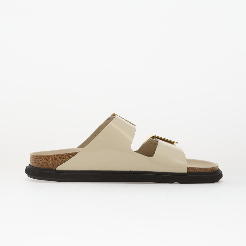 Birkenstock Arizona Droplet Buckle Natural Leather Patent Women High-Shine Ecru
