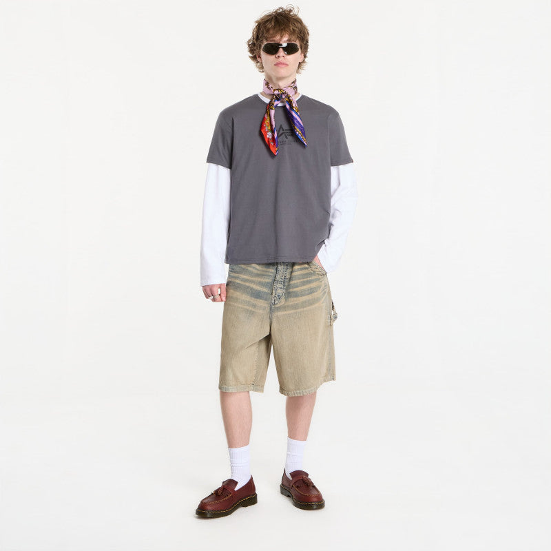 Alpha Industries Basic T-Shirt Contrast Stitch Grey Black/ Black