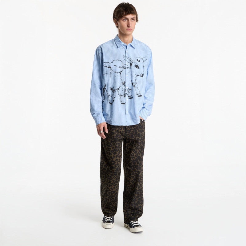 Jeansy Obey Studded Boxcar Straight Leg Denim Dark Leopard