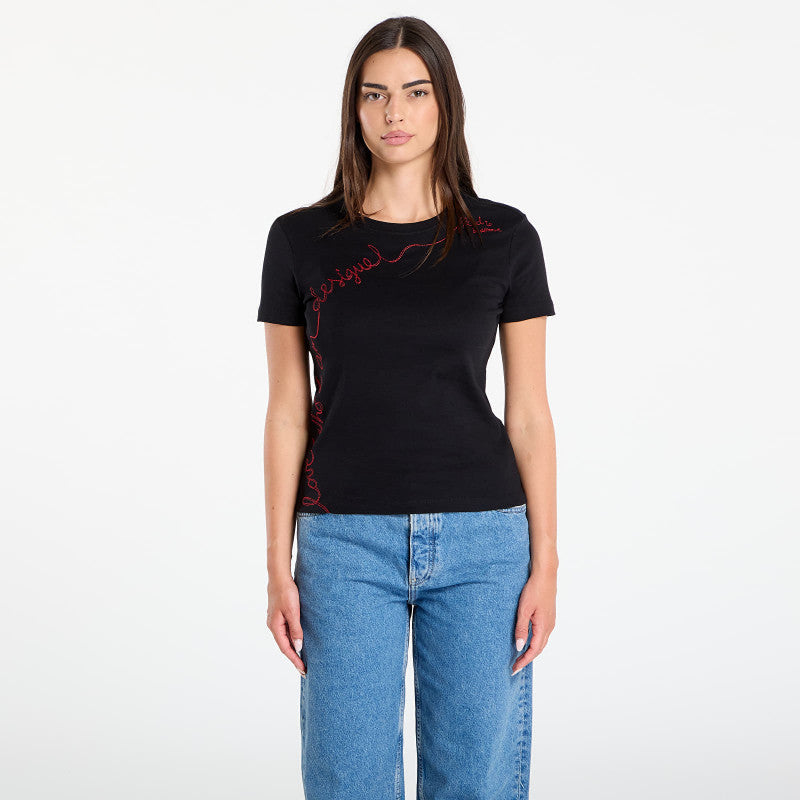 Desigual T-Shirt With Embroidered Lettering Black