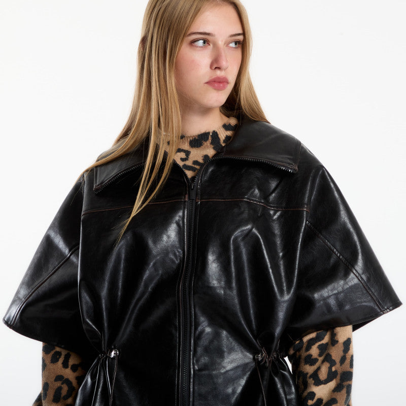 Desigual Poncho Leather Effect Jacket Black