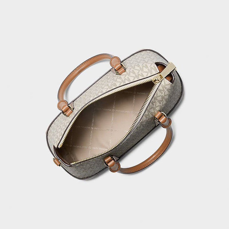 Michael Kors Andie Small Signature Logo Satchel Vanilla/ Acorn