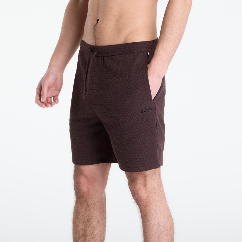 Hugo Boss Pyjama Shorts With Embroidered Logo Dark Brown