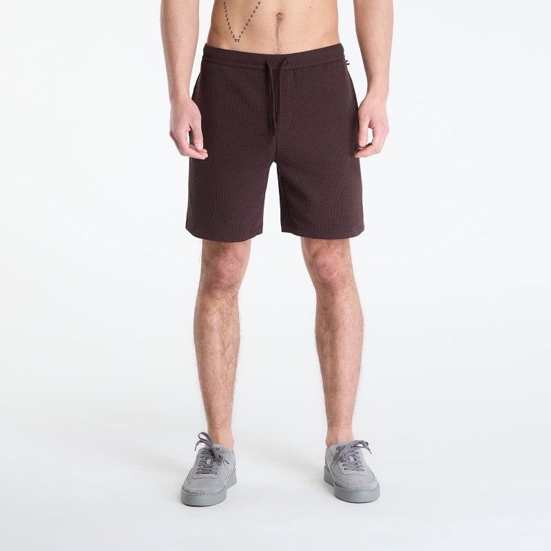 Hugo Boss Pyjama Shorts With Embroidered Logo Dark Brown