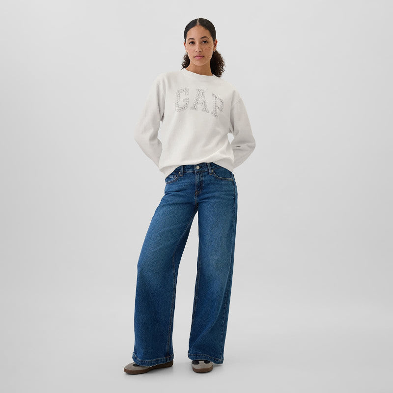 GAP Logo Crew White Rhinestone