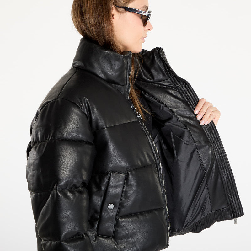 Karl Kani Serif Crop PU Puffer Jacket Black
