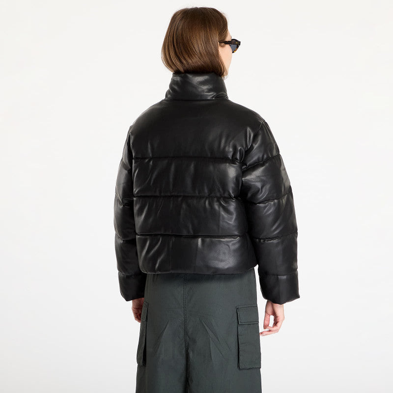 Karl Kani Serif Crop PU Puffer Jacket Black