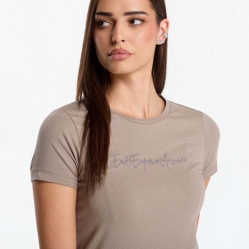 EA7 Emporio Armani Train Athletic Velour Wmns Tee Sl Cinder