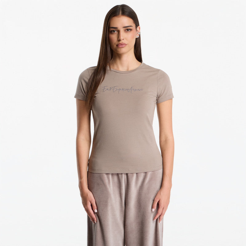 EA7 Emporio Armani Train Athletic Velour Wmns Tee Sl Cinder
