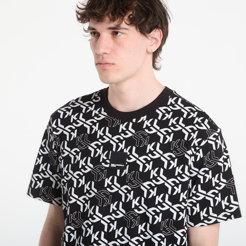 Karl Lagerfeld Jeans Reg Ss Monogram Aop Tee Outline Monogram Aop Black