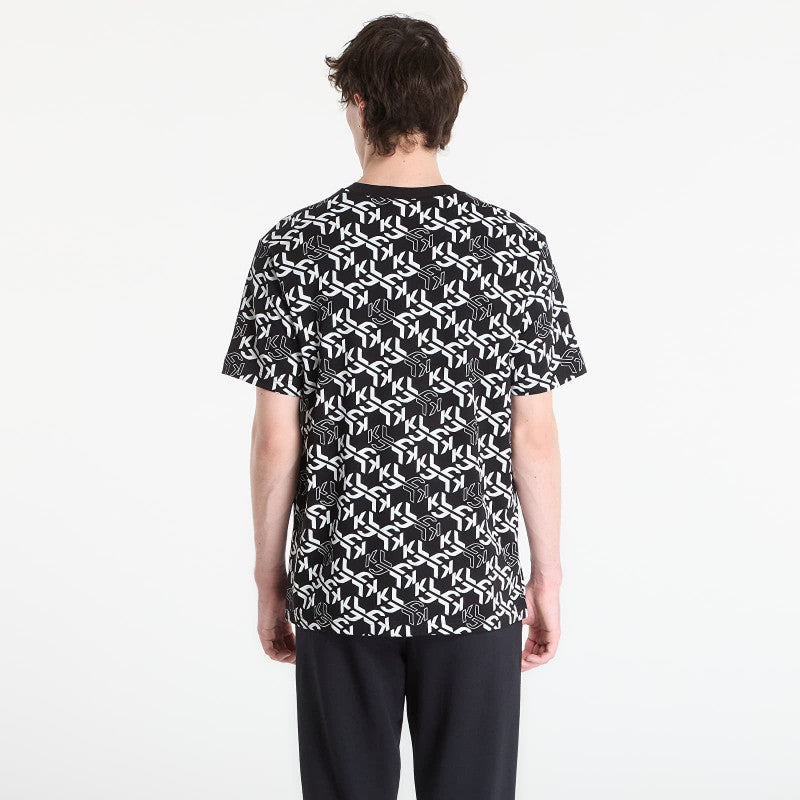 Karl Lagerfeld Jeans Reg Ss Monogram Aop Tee Outline Monogram Aop Black