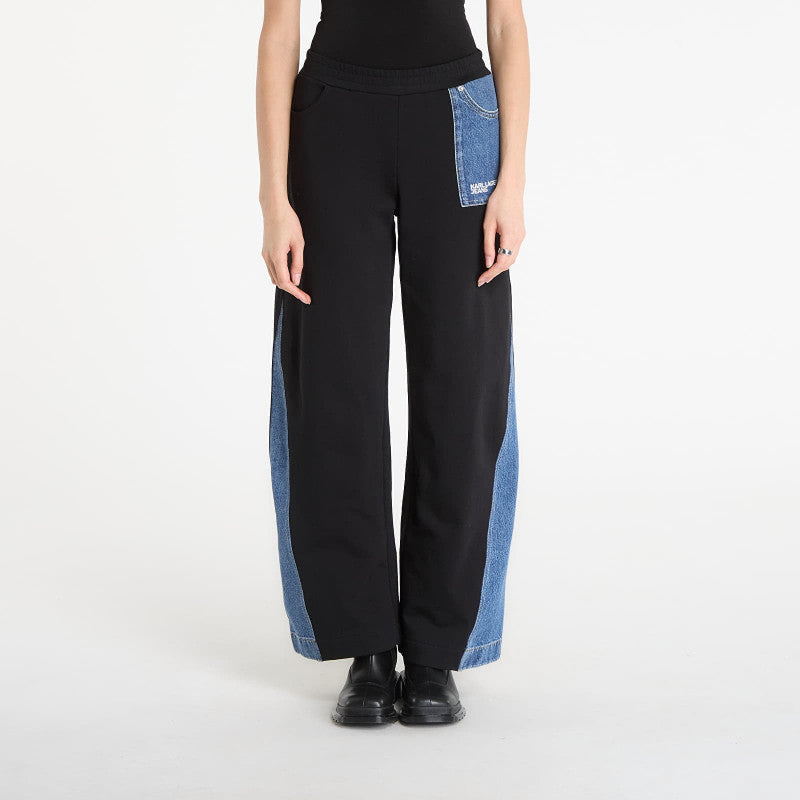 Karl Lagerfeld Jeans Mixed Material Sweatpant Washed Blue/ Black