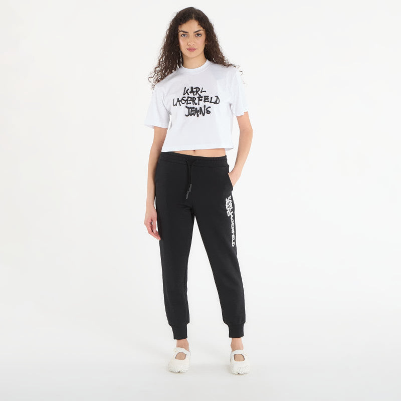 Karl Lagerfeld Jeans Reg Cropped Graffiti Tee White