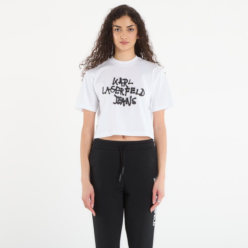 Karl Lagerfeld Jeans Reg Cropped Graffiti Tee White