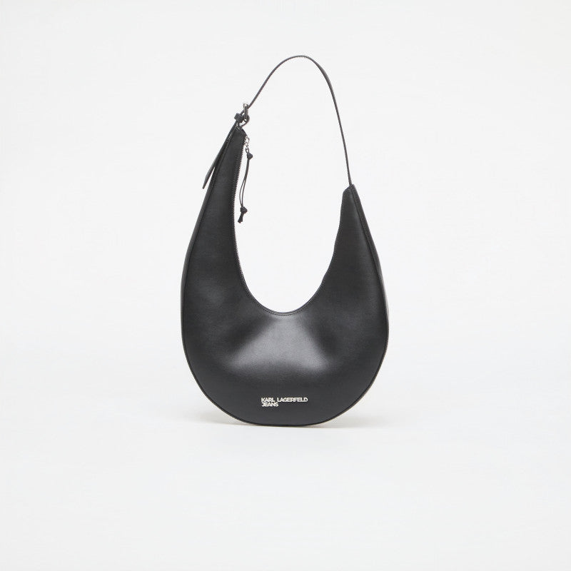Karl Lagerfeld Jeans Rounded Leather Hobo Black