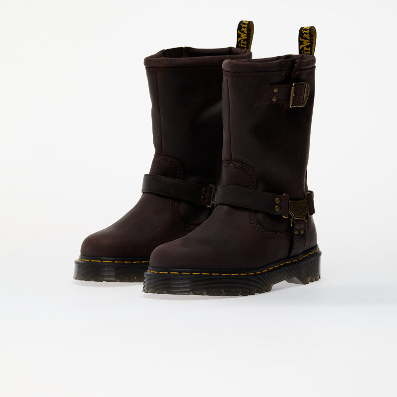 Dr. Martens Anistone Hi Dark Brown Burnished Waxy Pull Up