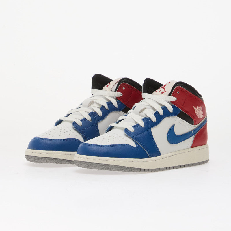 Air Jordan 1 Mid Kids True Blue/ Summit White-Varsity Red-Black