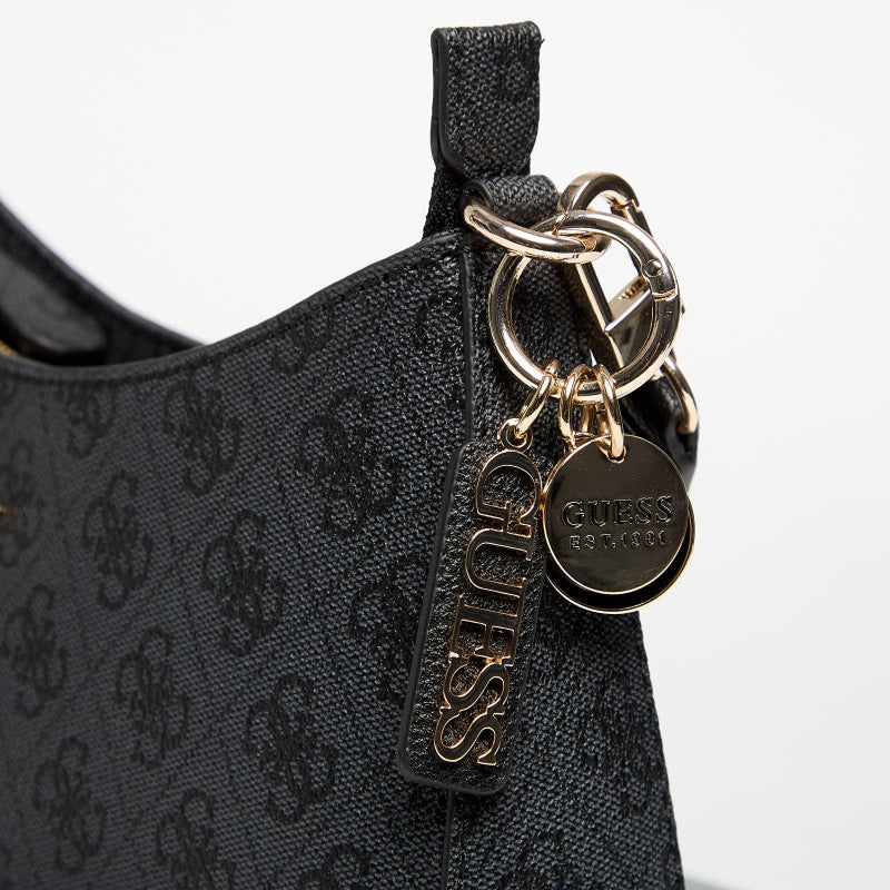 GUESS Noelle II Top Zip Shoulder Bag Coal Logo