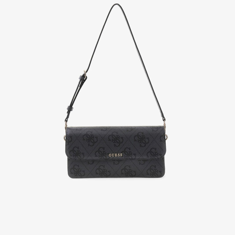 GUESS Sadie Flap Shoulder Bag Coal Logo