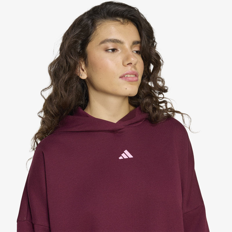 adidas 3 Stripes Studio Hoodie Maroon