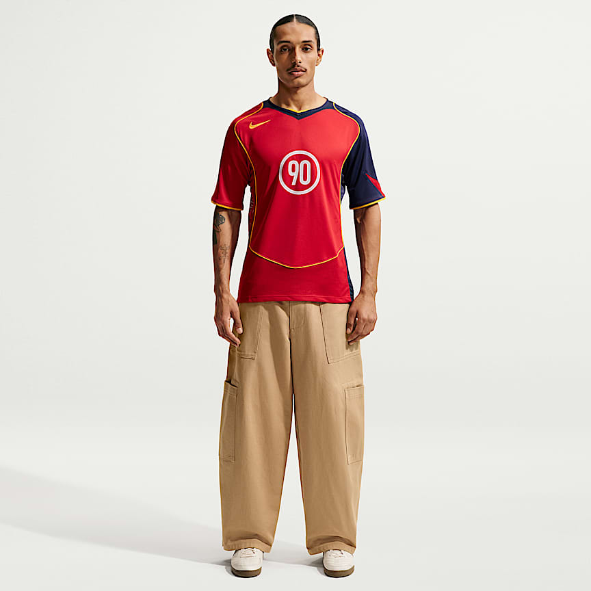 Nike Total 90 Men's Dri-FIT Soccer Jersey Gym Red/ Midnight Navy/ University Gold