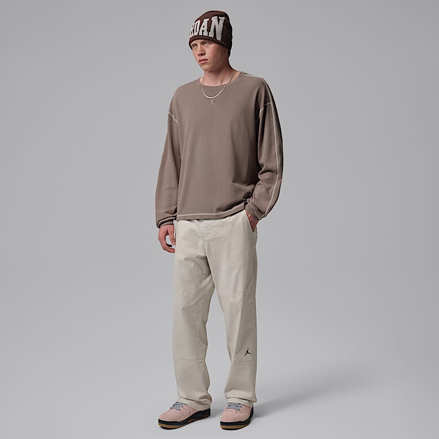 Jordan Flight Men's Heavyweight Long-Sleeve Top Olive Grey/ Sail/ Olive Grey