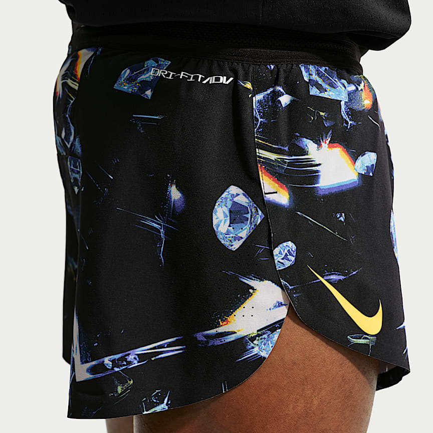 Nike AeroSwift Glam Men's Dri-FIT ADV 2" Brief-Lined Running Shorts Black/ Laser Orange