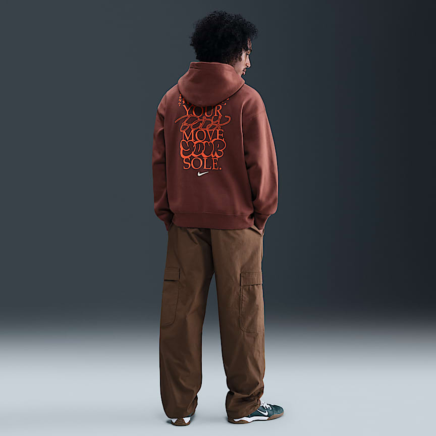 Nike Solo Swoosh Men's Fleece Hoodie Red Sepia