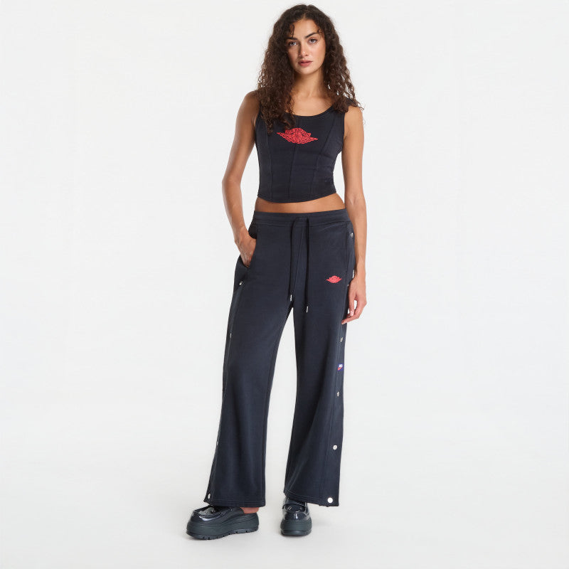 Jordan Flight Fleece Women's French Terry Snap Pants Black/ University Red