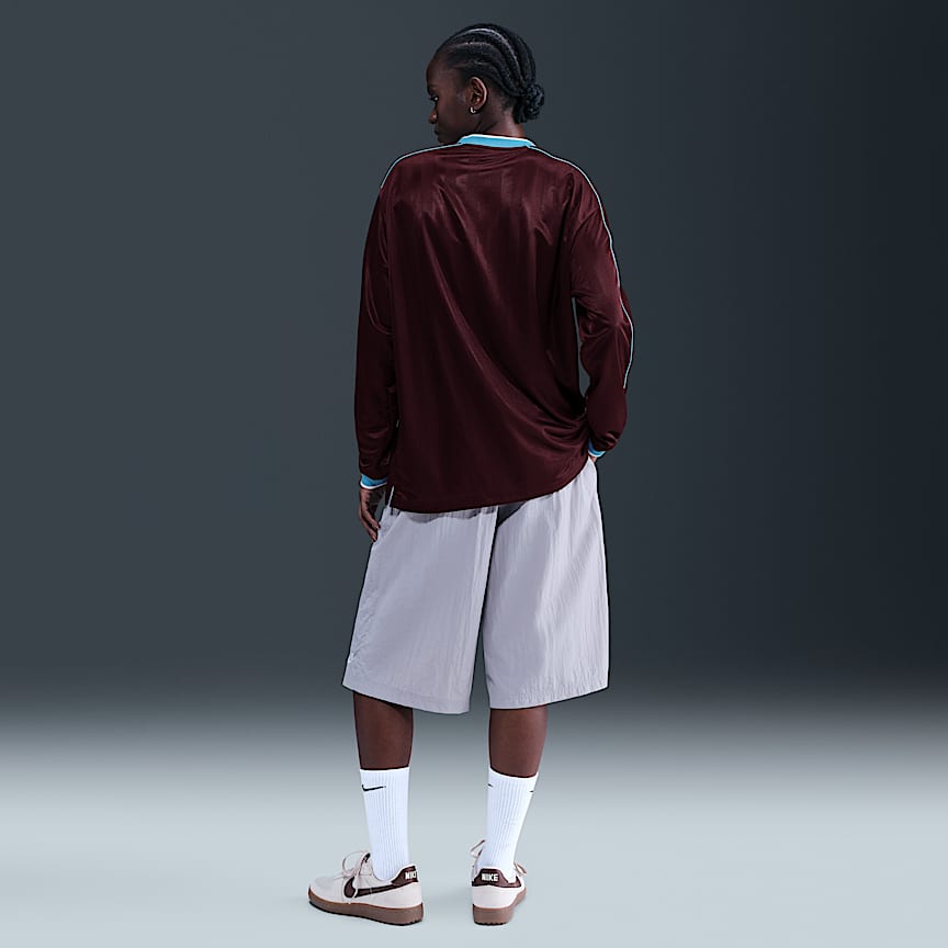 Nike Sportswear Women's Long-Sleeve Jersey Top Burgundy Crush/ Baltic Blue