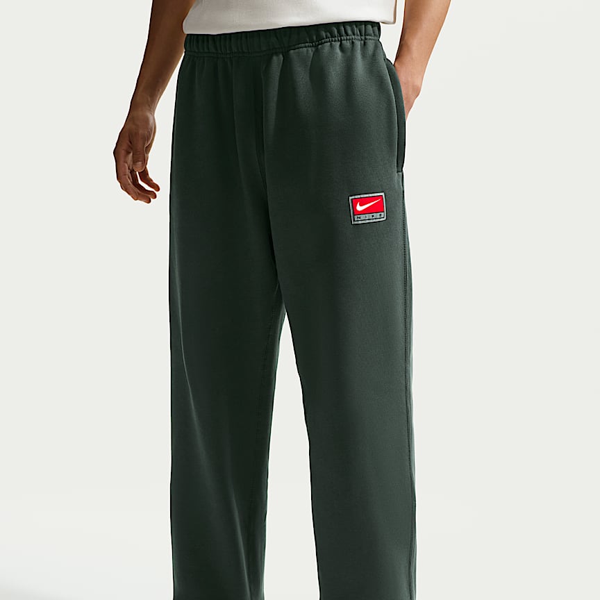 Nike Solo Swoosh Men's Fleece Open-Hem Pants Black Spruce/ White