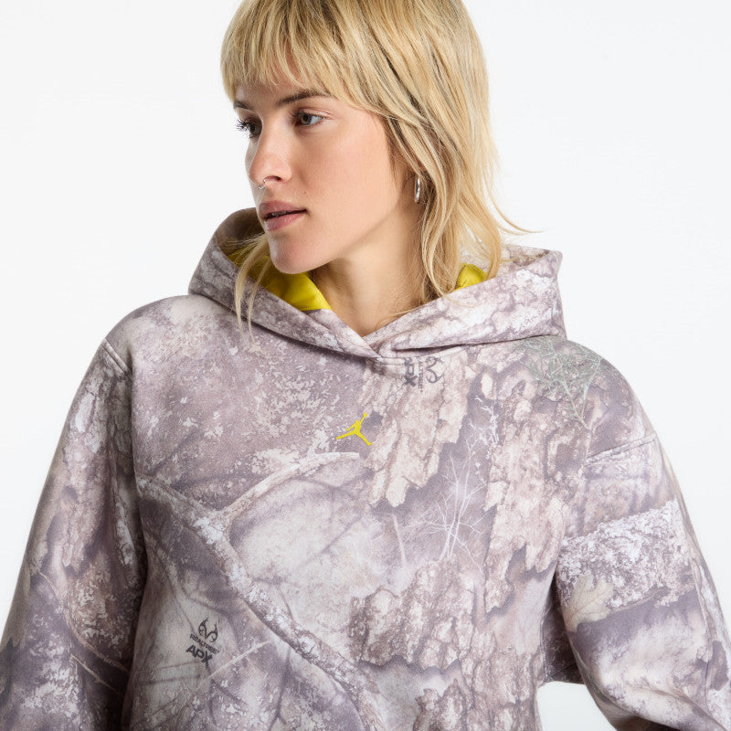 Jordan Brooklyn Realtree Cropped Pullover Hoodie White/ Bright Citron