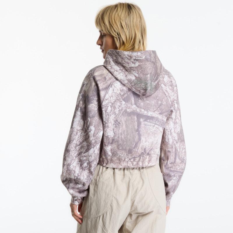 Jordan Brooklyn Realtree Cropped Pullover Hoodie White/ Bright Citron