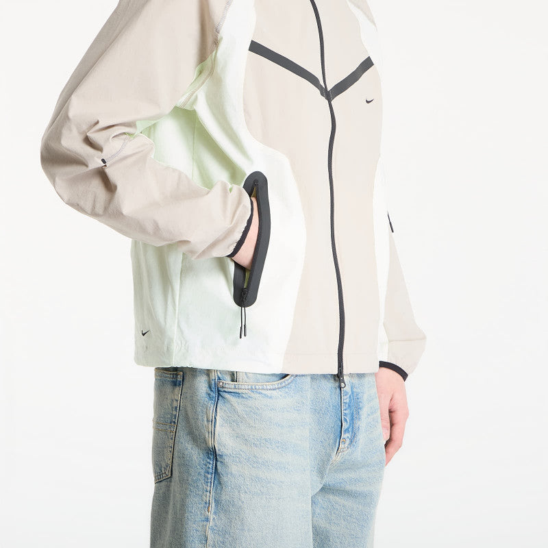 Nike Tech Men's Dri-FIT Woven Full-Zip Color-Block Windrunner Jacket Cream II/ Volt Tint/ Black