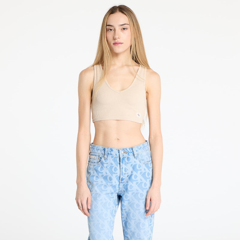 Calvin Klein Jeans Washed Woven Label Top Beige