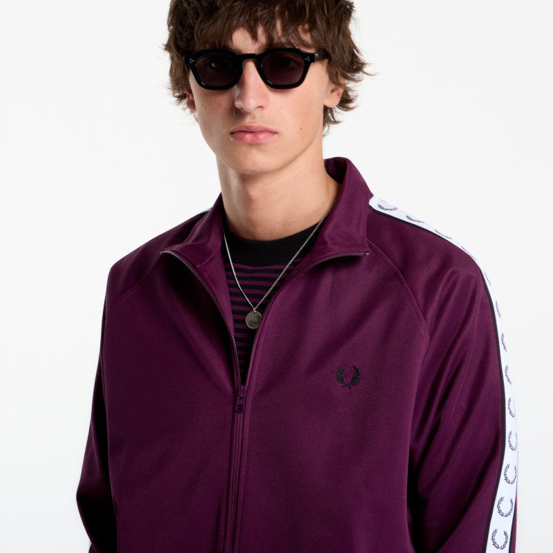 FRED PERRY Contrast Tape Track Jacket Plum