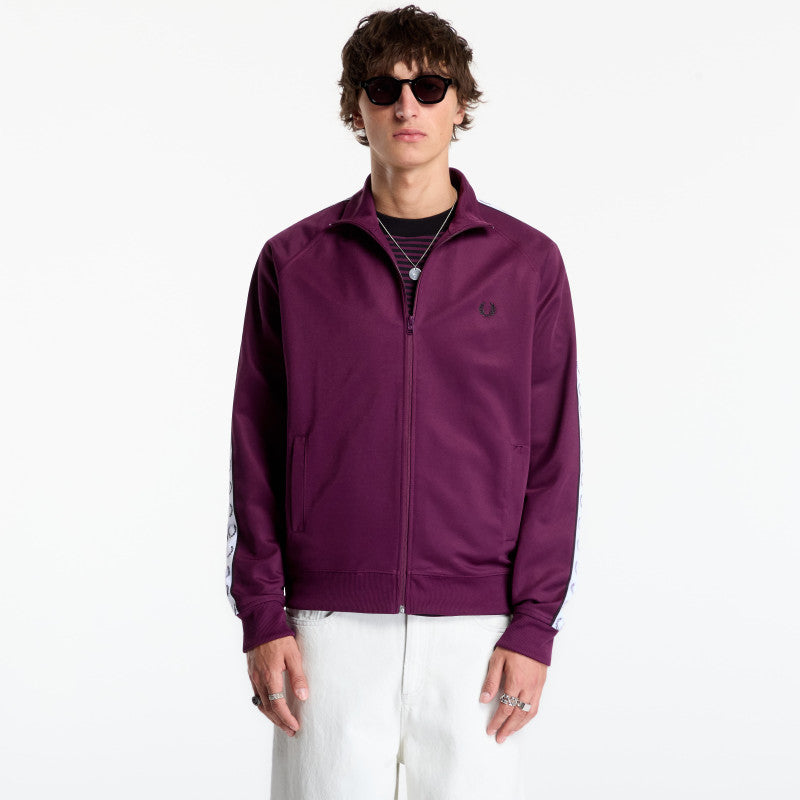 FRED PERRY Contrast Tape Track Jacket Plum