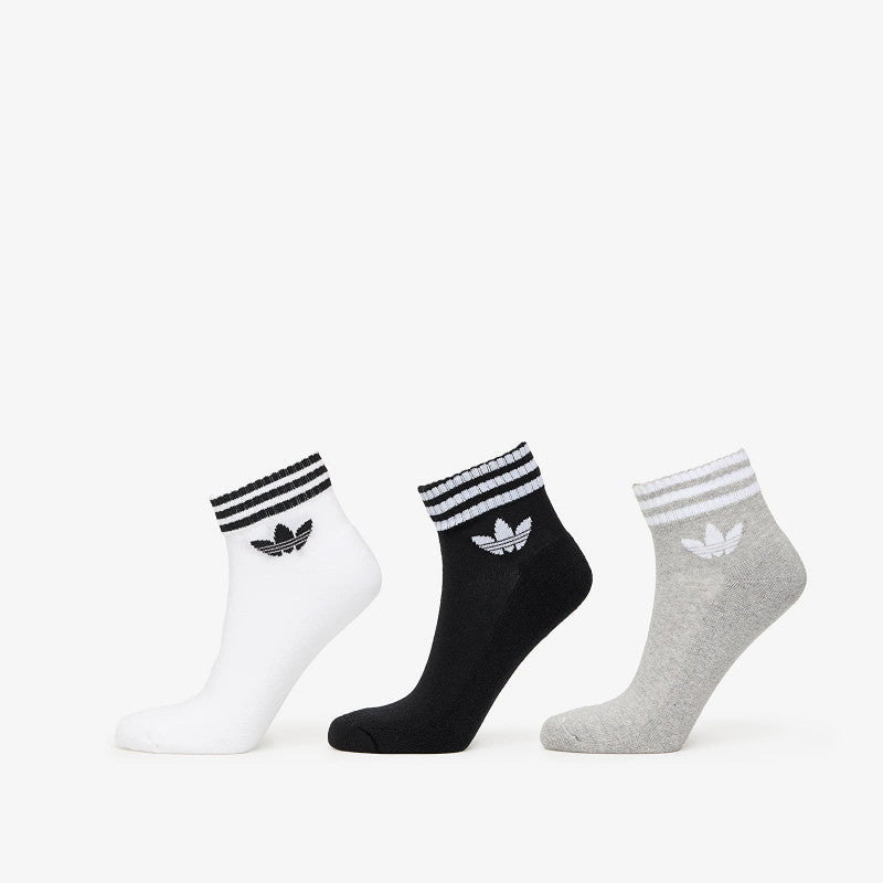 adidas 3-Stripes Ankle Socks 3-Pack White/ Medium Grey Heather/ Black