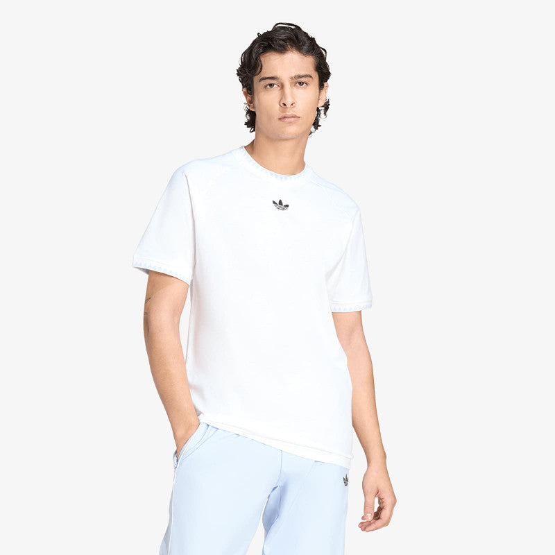 adidas Chest Stripes Engineered Collar T-Shirt White