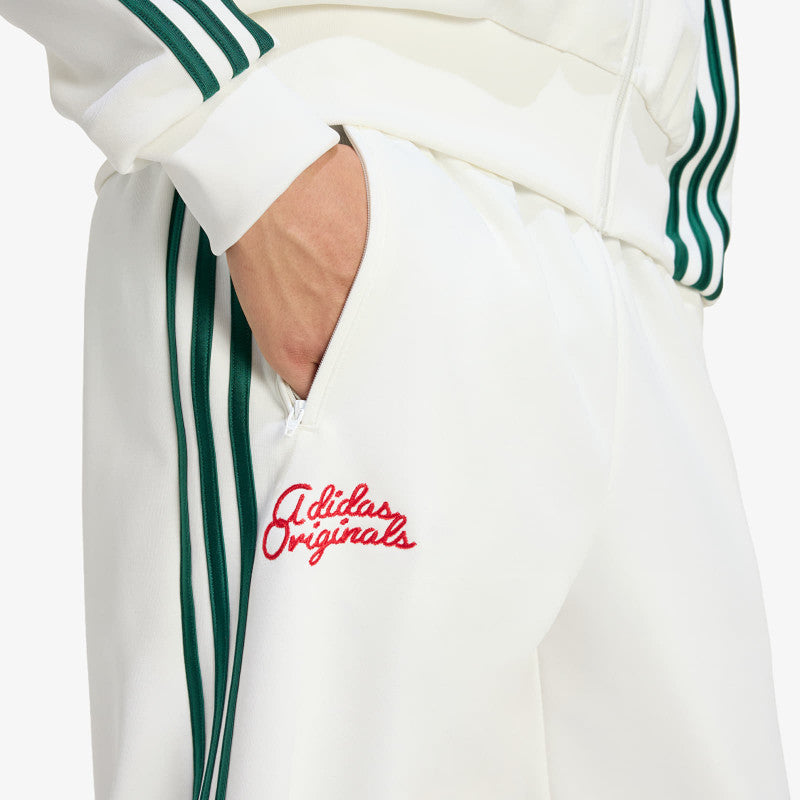 adidas Firebird Track Pants Roses Off White/ Collegiate Green