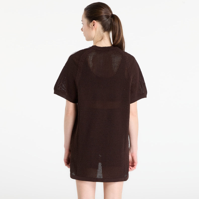 Sukienka adidas Knitted Crochet Dress Aurora Coffee