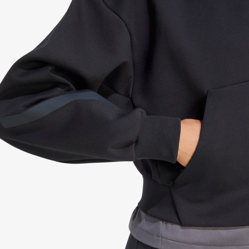adidas Z.N.E. Cropped Full Zip Sweatshirt Black