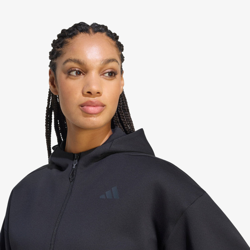 adidas Z.N.E. Cropped Full Zip Sweatshirt Black