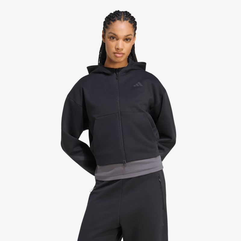 adidas Z.N.E. Cropped Full Zip Sweatshirt Black