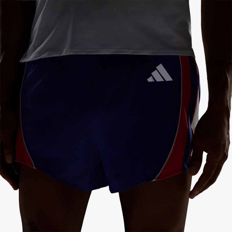 adidas ADIZERO Archive Running Shorts Dual Indigo/ Semi Lucid Red/ White