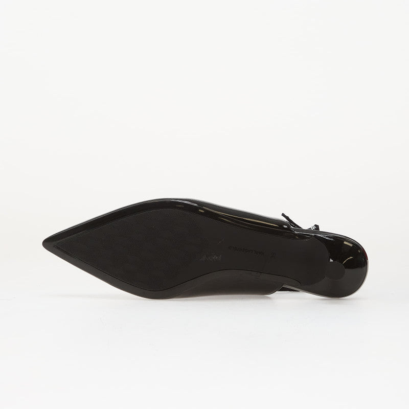 Karl Lagerfeld Jeans Pasha Ribbon Sling Black Patent Lthr