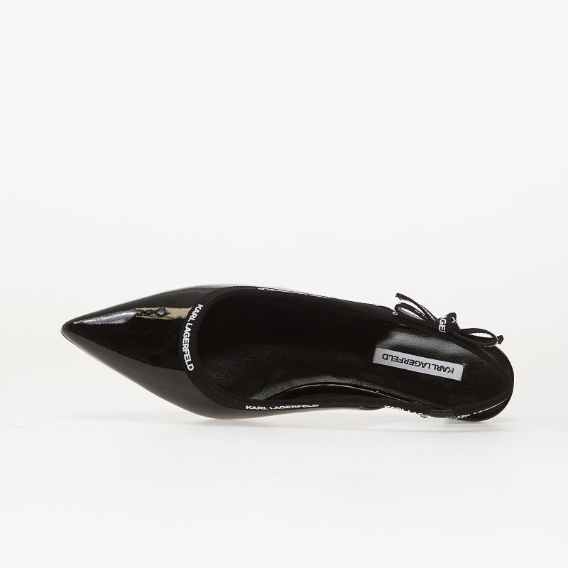 Karl Lagerfeld Jeans Pasha Ribbon Sling Black Patent Lthr